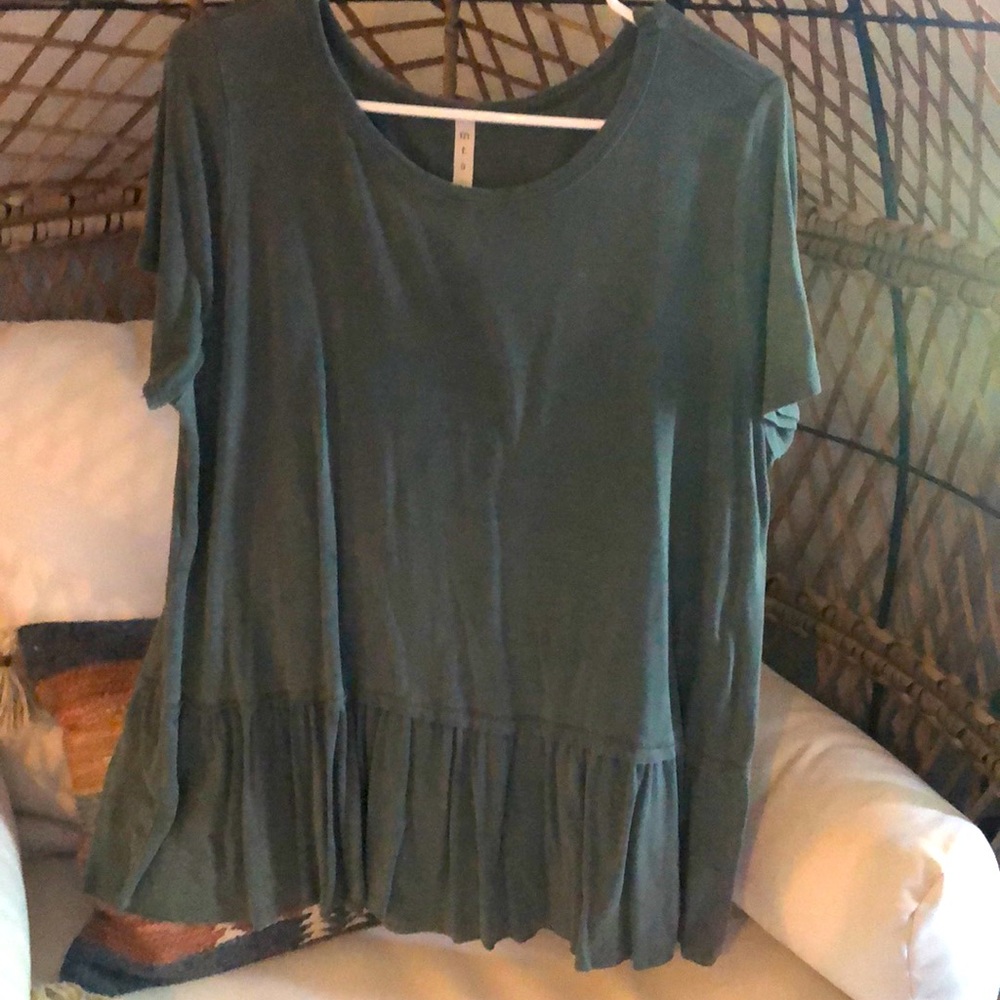 Dressy Green Top with Ruffle Bottom